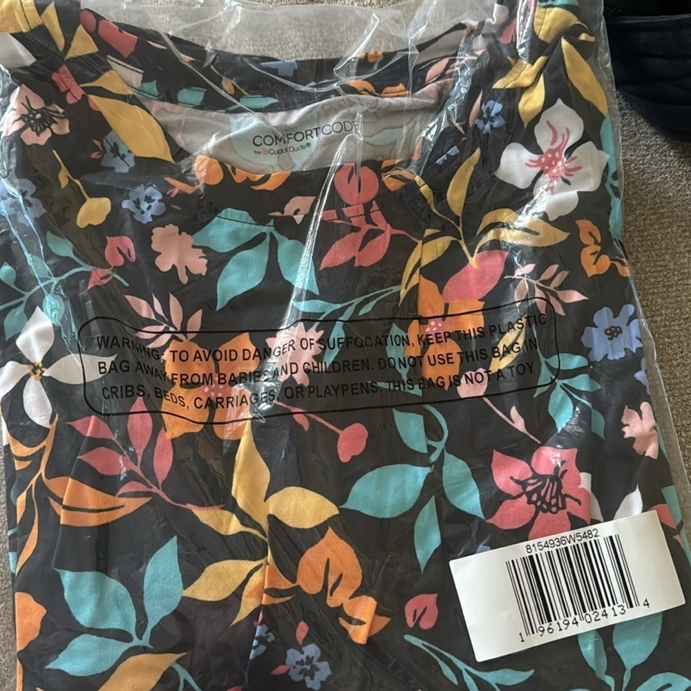 Comfort Code Cuddl Duds Floral Butter Soft Basic Tee Shirt Medium - Picture 2 of 2